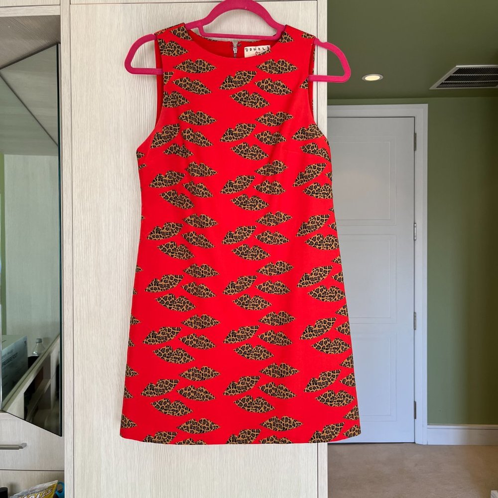 Alice and Olivia red dress with cheetah print hearts